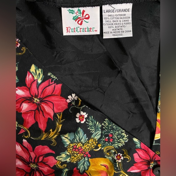 Vintage Nutcracker Christmas Holiday Vest Black Red Flower Cottagecore Ugly Xmas - Picture 5 of 7